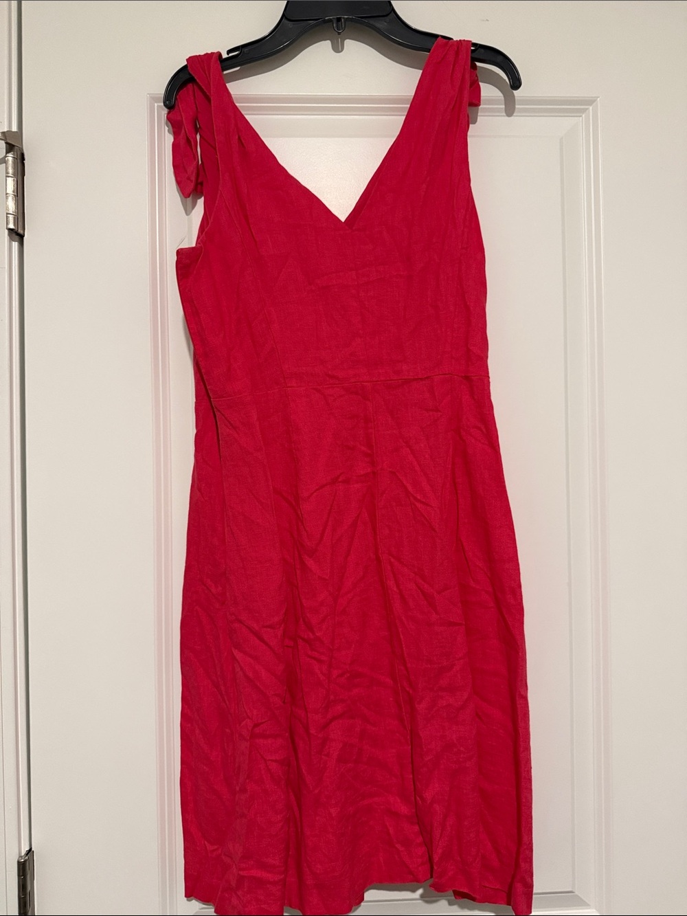 GAP Women's Bright Red V-Neck Tie-Shoulder Midi Dress